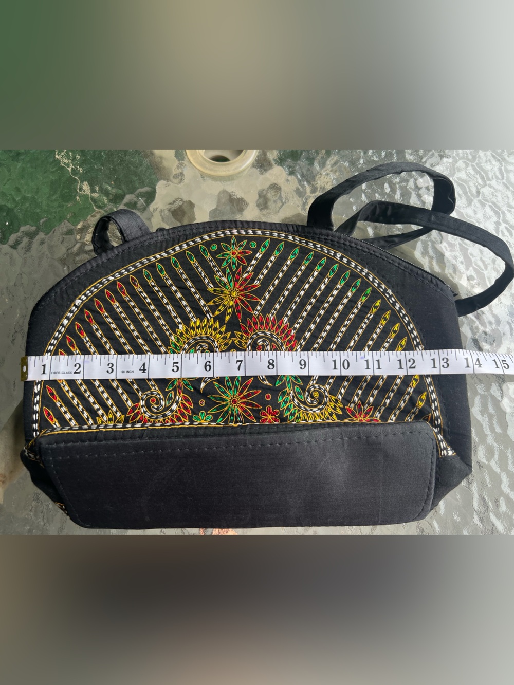 Black Floral Pattern Women’s Handbag - Picture 4 of 7